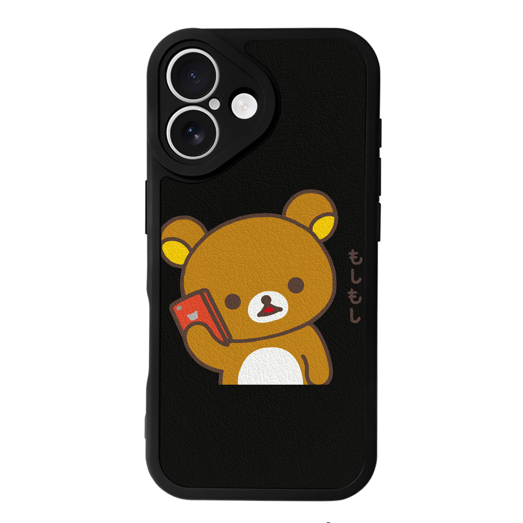 （画像用） リラックマ リラックマ キイロイトリ Rilakkuma Korilakkuma Kiiroitori 【iPhone 16シリーズ対応】シリコンスマホケース（レザー調） 材質：シリコン